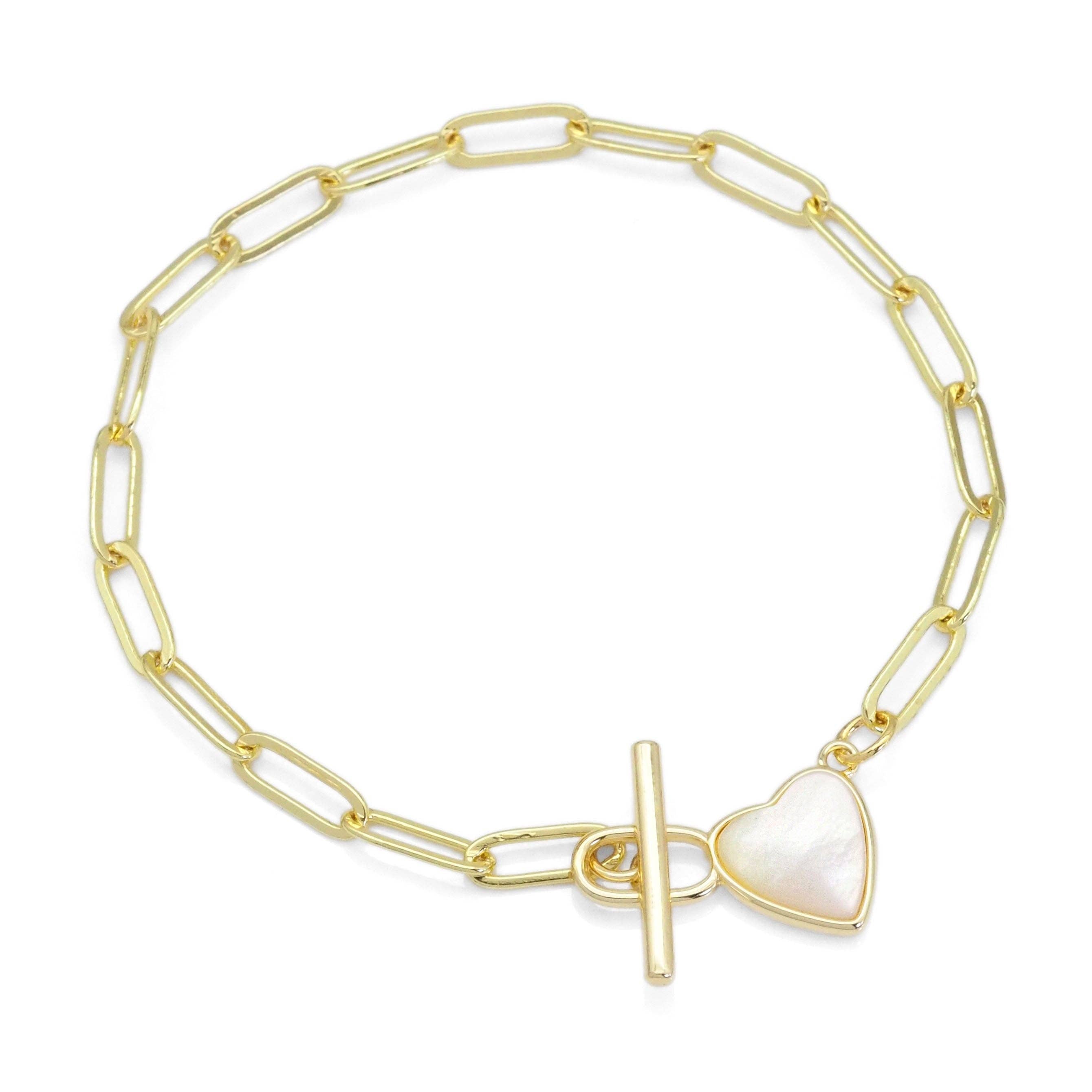 Paperclip Chain Mother of Pearl Clasp Necklace Bracelet, sku#EF387