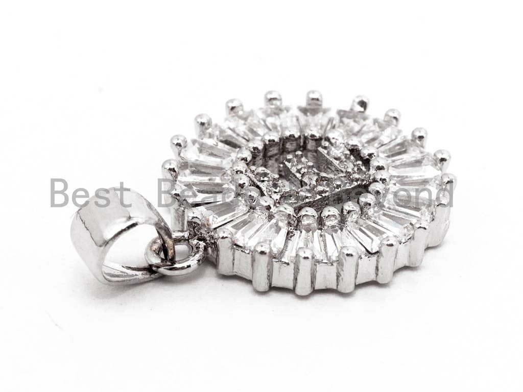 CZ Micro Pave Initial Letter E Charm/Pendent Beads,Cubic Zirconia Pave  Alphabet Beads Pendent, Gold/Silver Finish,16x18mm,sku#Z224