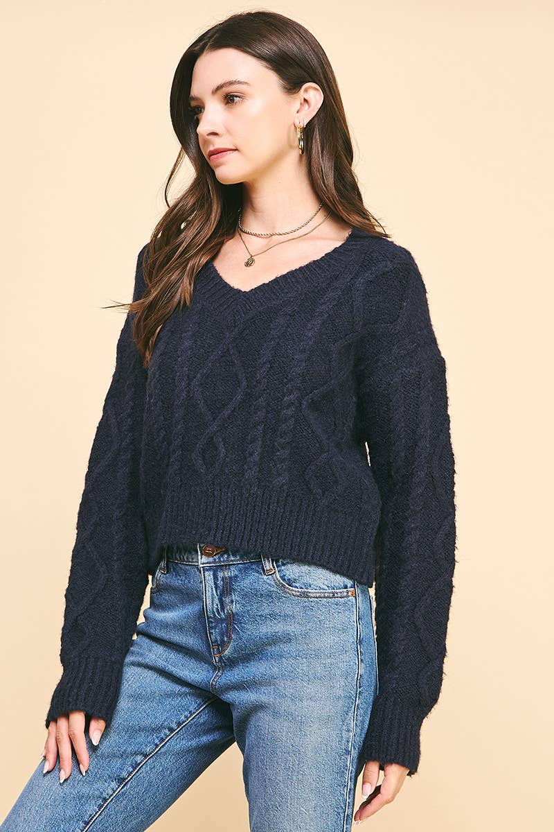 Elizabeth-Textured Cable Knit Sweater