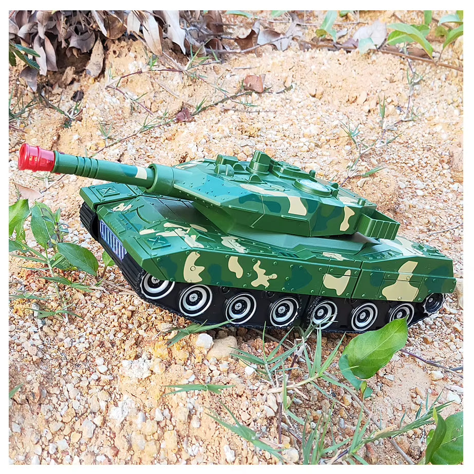 Electric Transforming Robot Car Toys with Light and Music 2 in 1 Automatic Tank Transform Robot Toy for Kids Gift