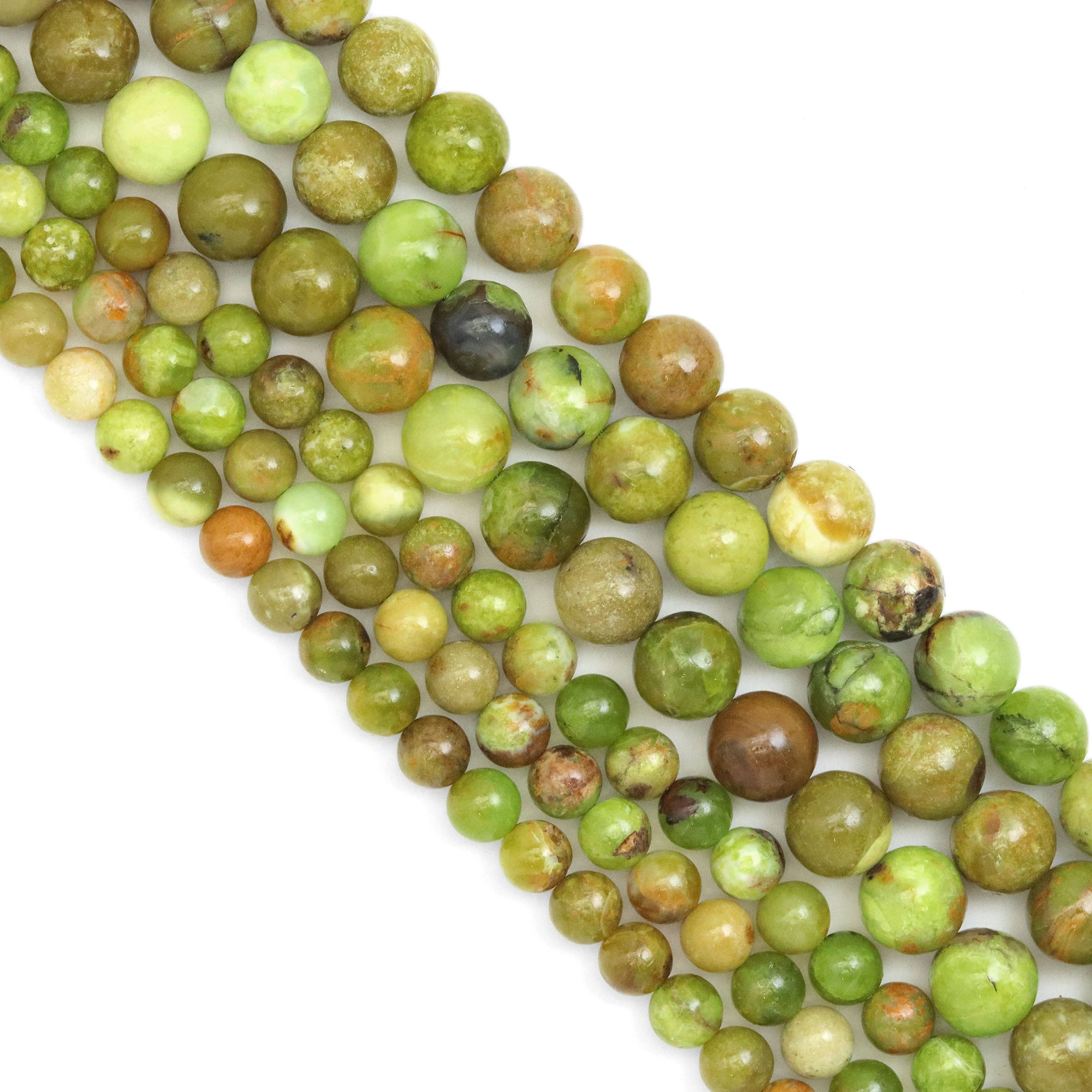 Genuine Green Opal Round Smooth Beads, Sku#U1896