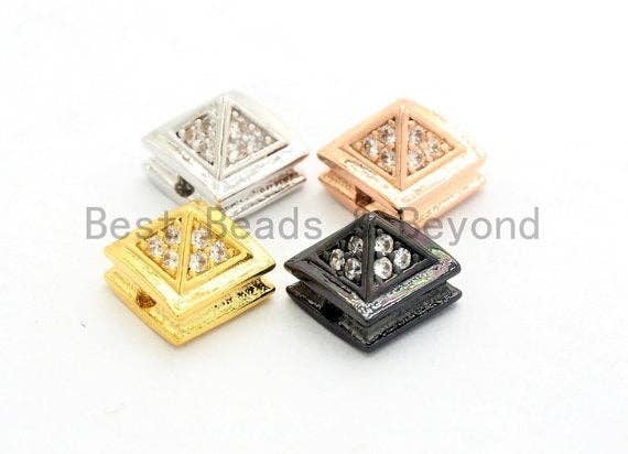 CZ Micro Pave Square Beads, Pyramid Spacer Beads, Men's Jewelry Findings, 10mm/8mm,  sku#Y201