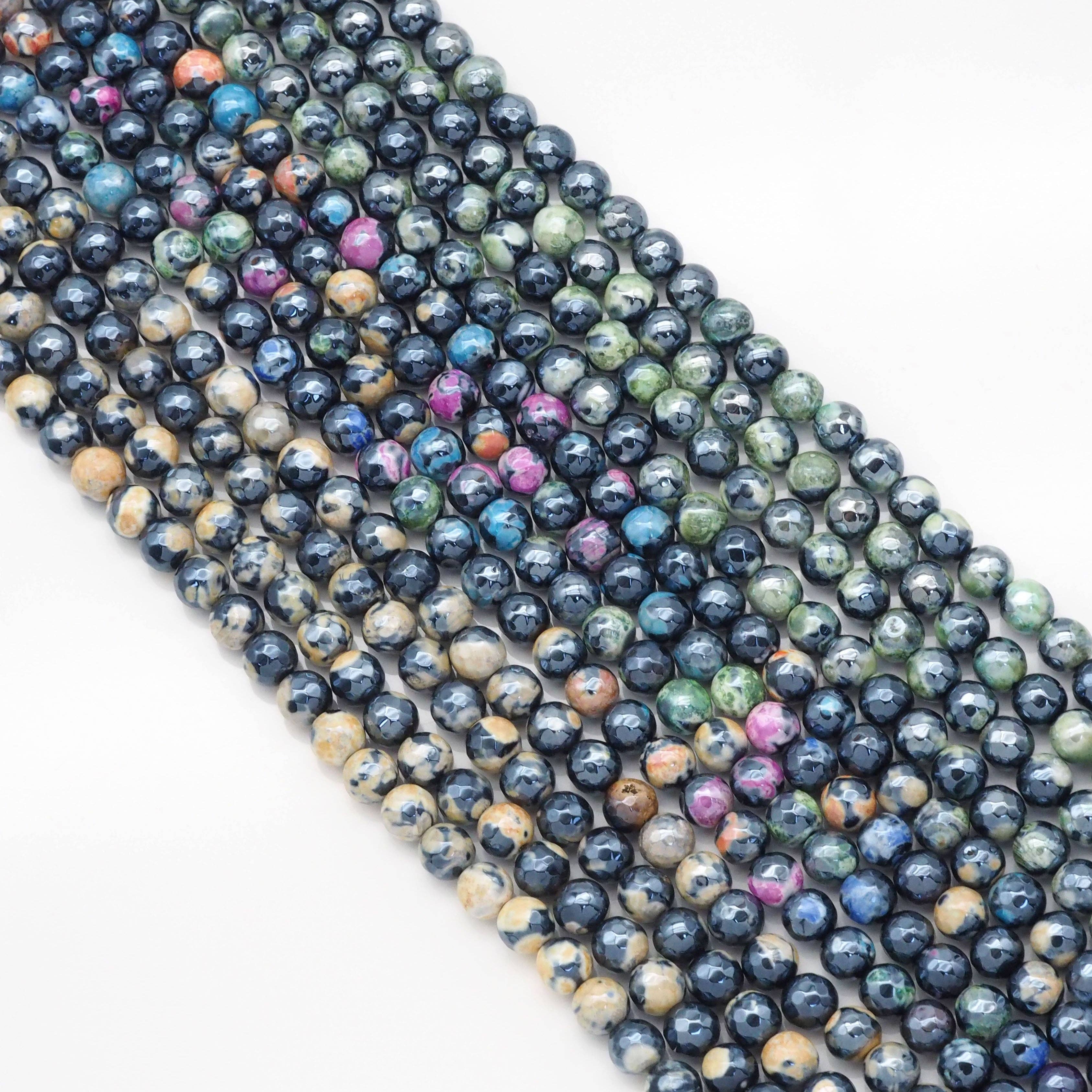 New!!! Mystic Agate Round Faceted Beads, Sku#U1761