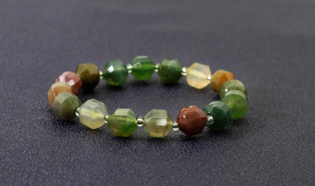 Indian Agate Double Point Stretchy Bracelet,Sku#EF100