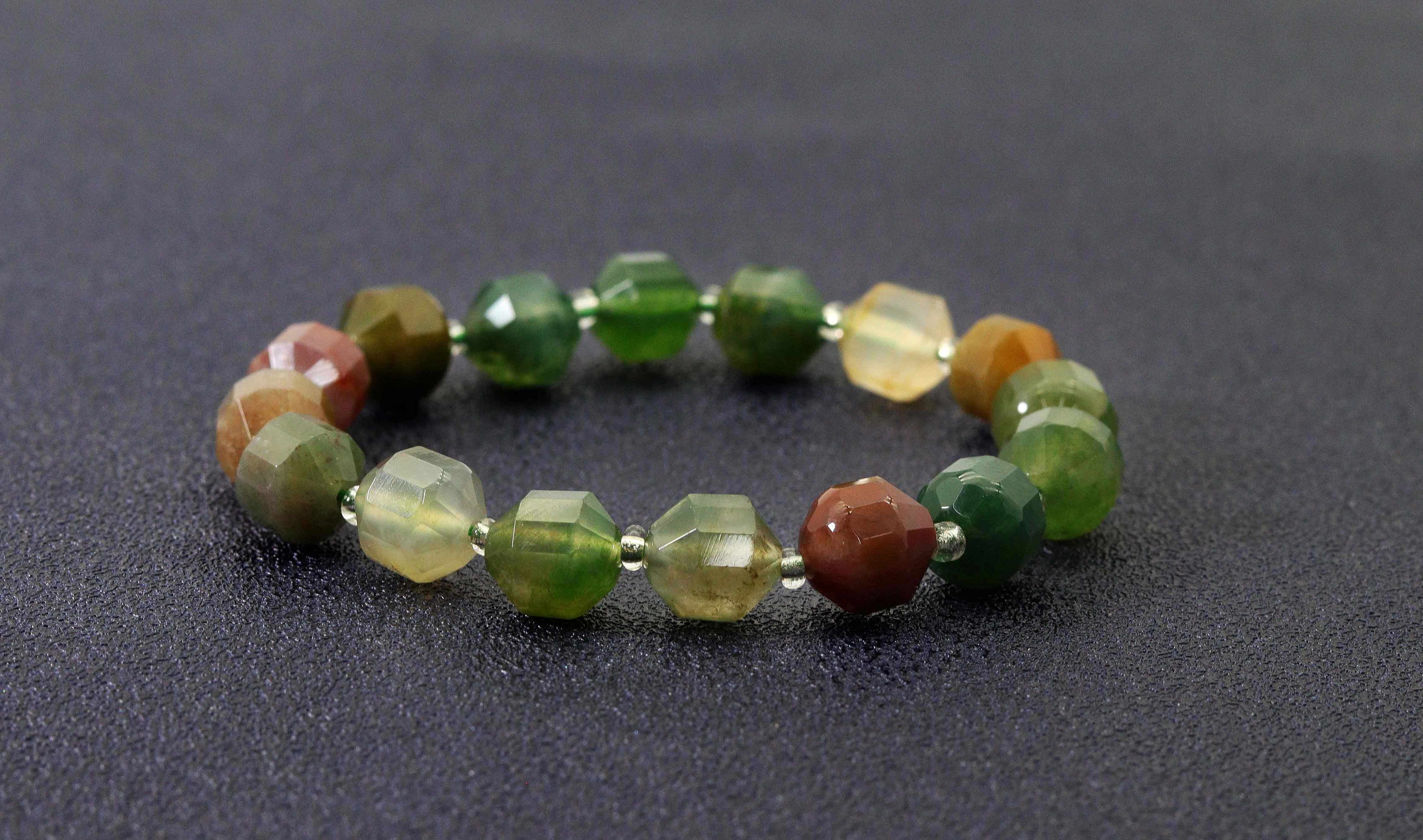 Indian Agate Double Point Stretchy Bracelet,Sku#EF100