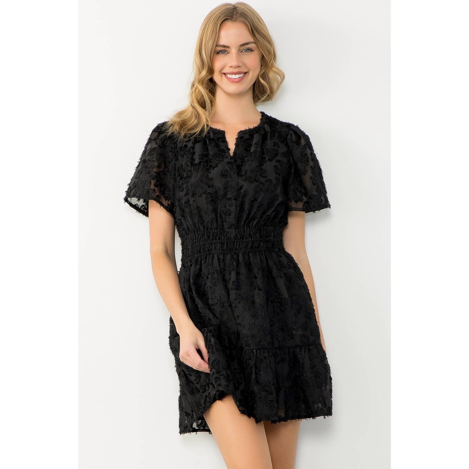 Rosalie - Fringe Detail Flutter Mini Dress