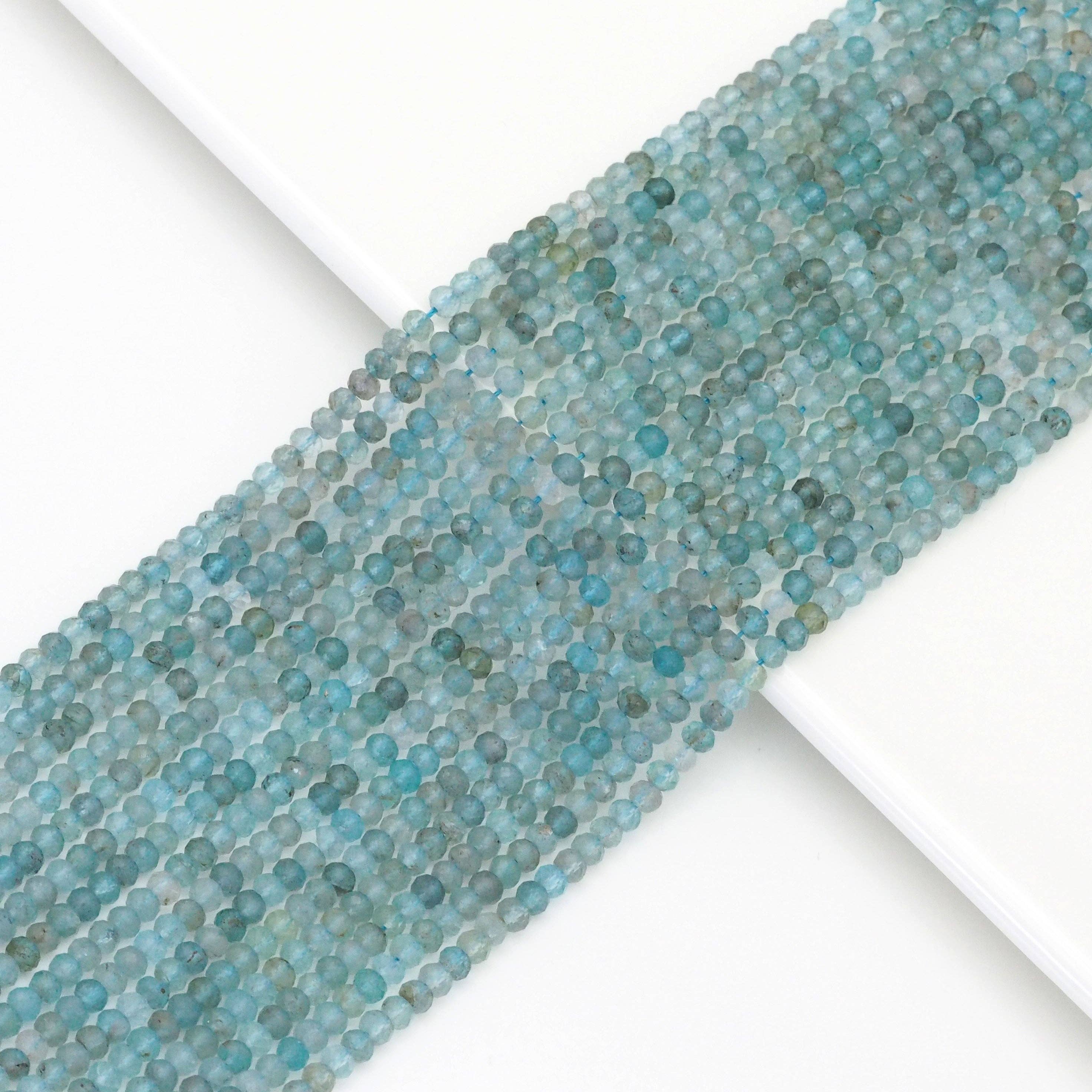 Genuine Blue Apatite Faceted Rondelle Beads, Sku#U1684
