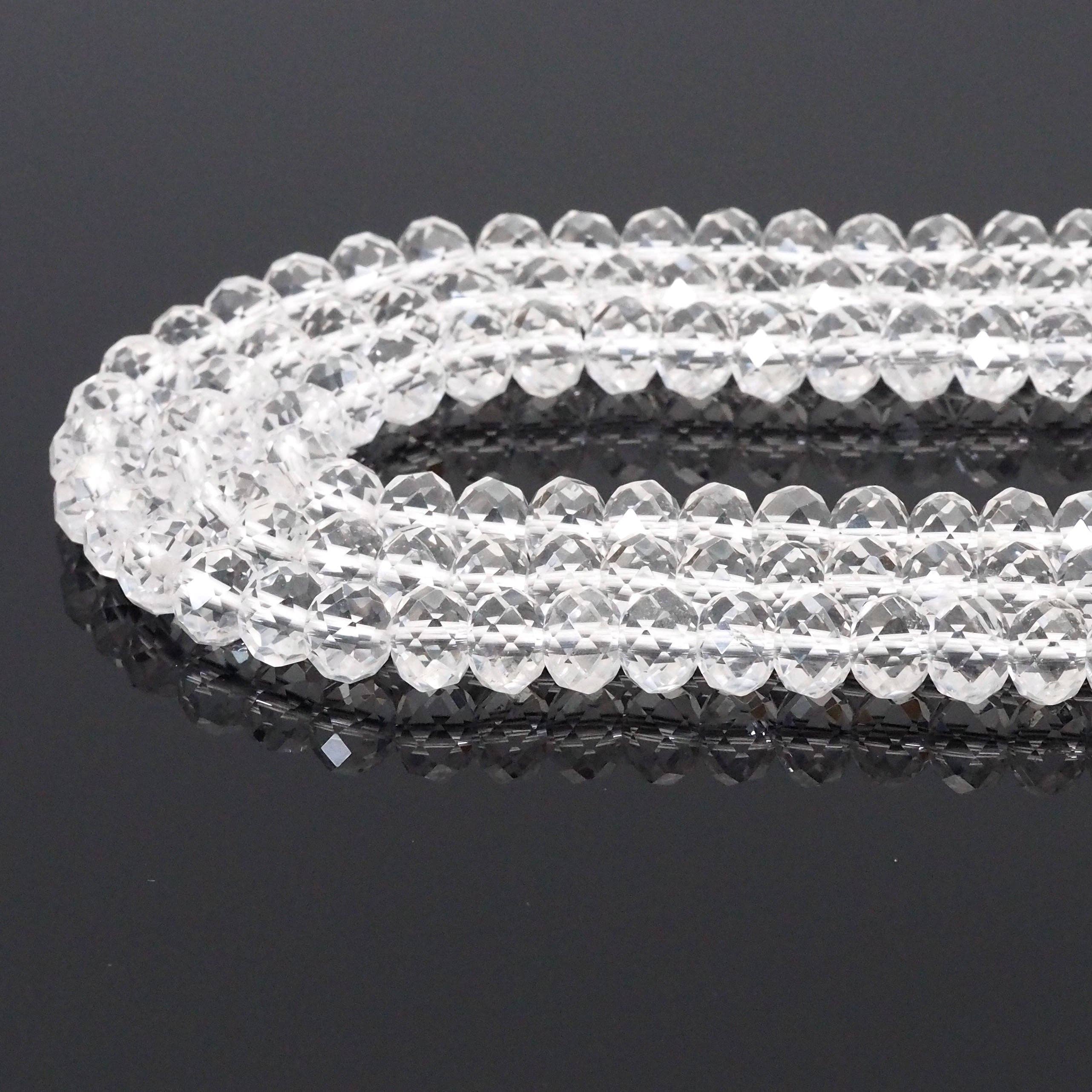 Genuine Quartz Rondelle Faceted Beads, 4x6mm/4x8mm. Sku#U1593