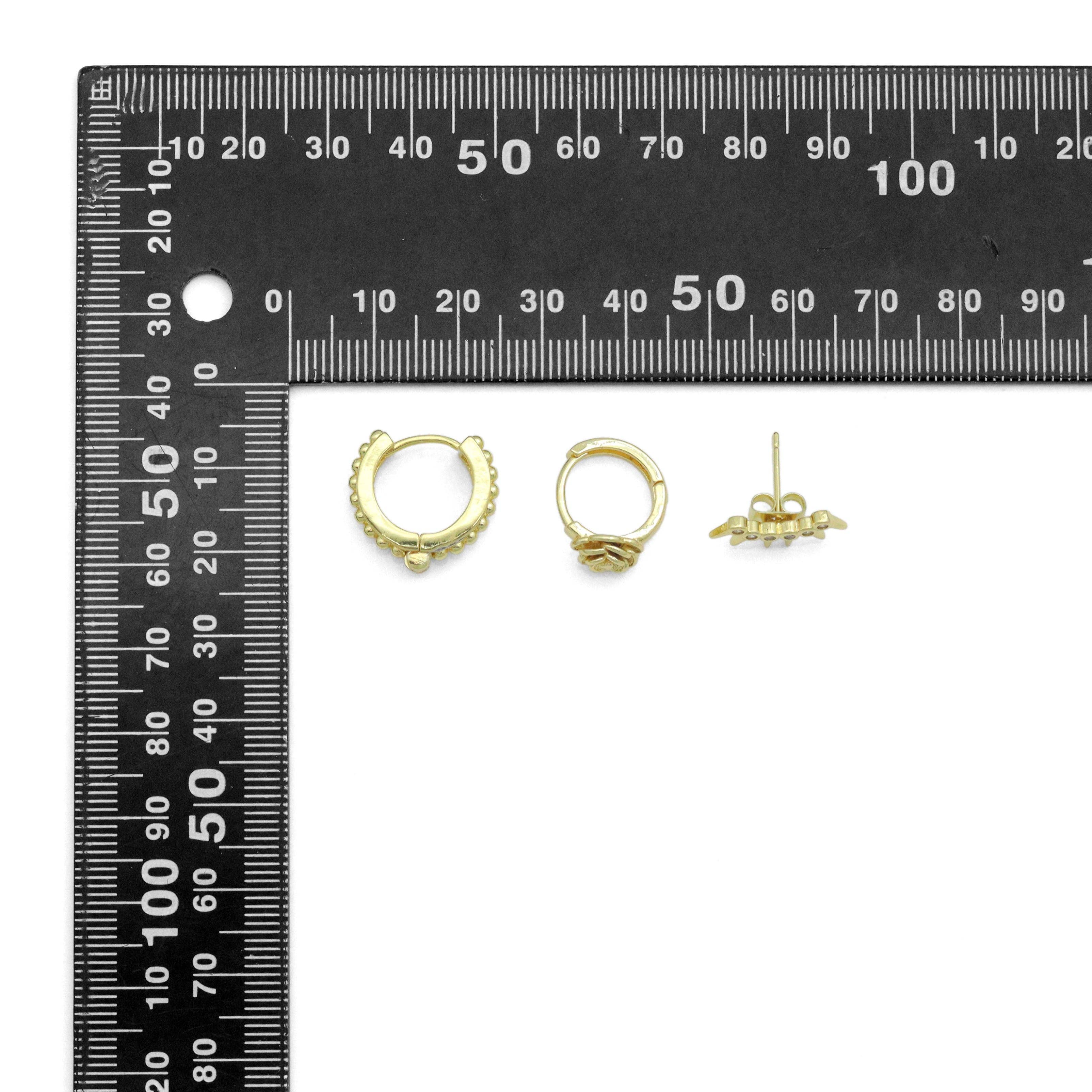 Clear CZ Dual color Hoop, Rose Flower, Spike Earrings, Sku#LD749