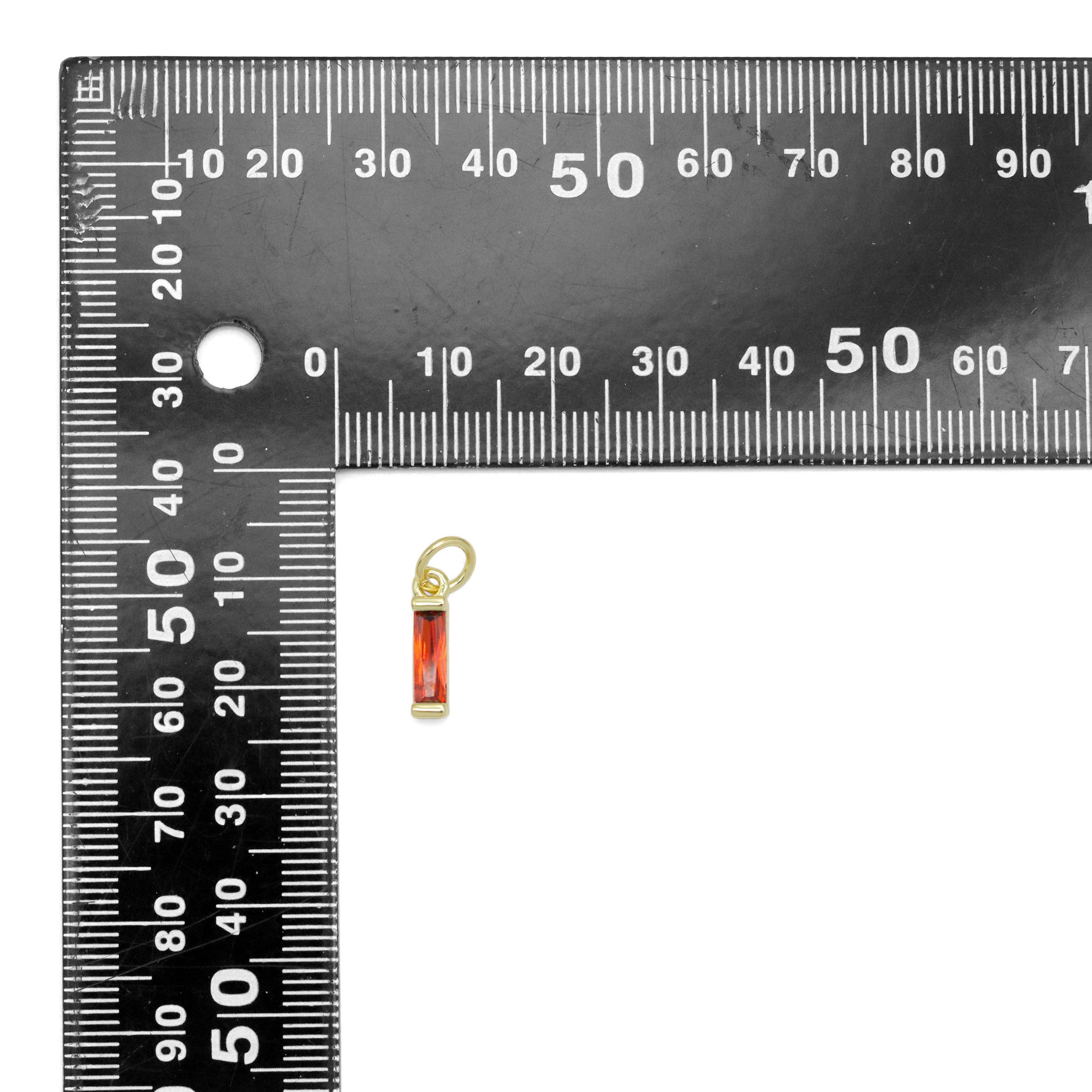 Crystal Gold Rectangle Bar Shape Charm Pendant, Sku#LX704