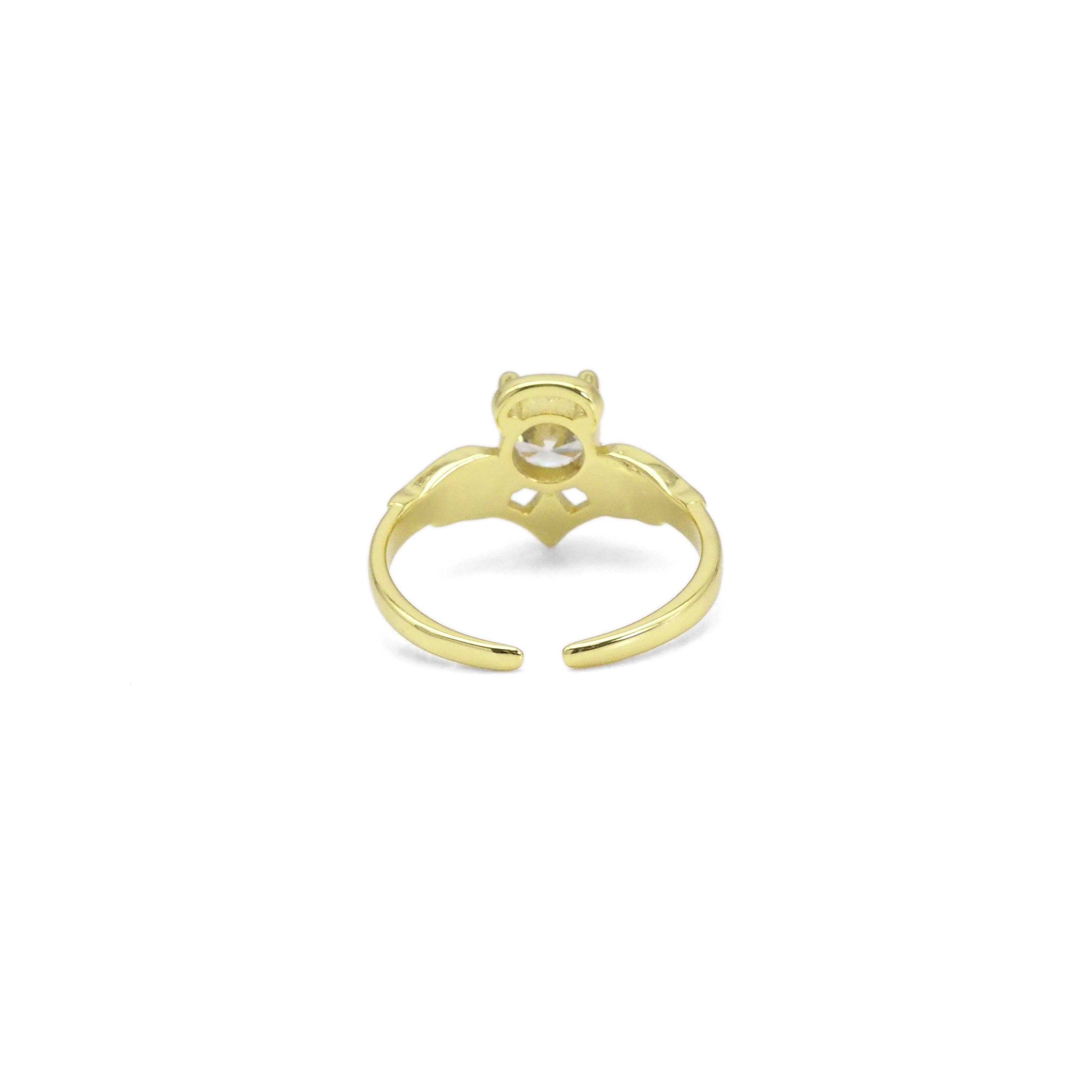CZ Gold Diamond Angel Wing Heart Ring, Sku#Y899