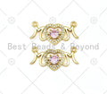 CZ Micro Pave Mom Word With Heart Shape Pendant/Charm, 18K Gold Filled Mom Charm, Mother's Day Charm,13x27mm,Sku#LK385