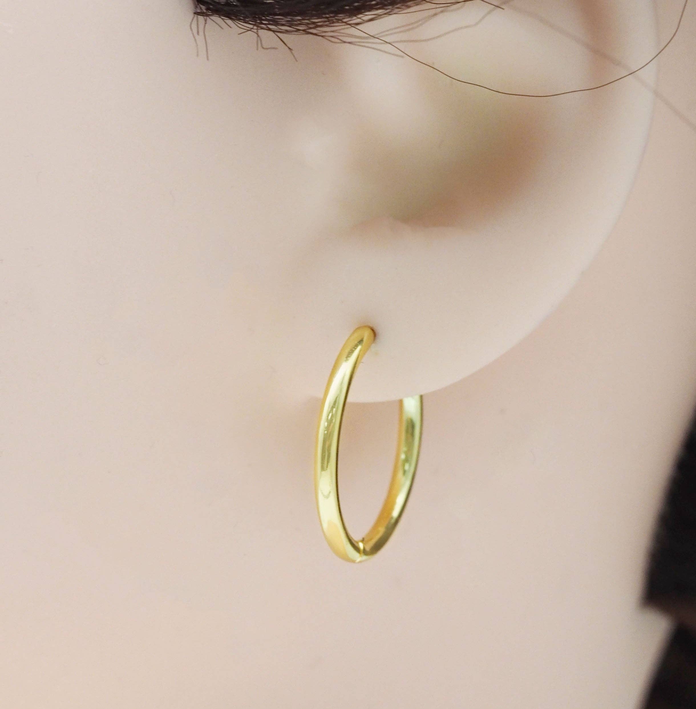 Gold Thin Hoop Earrings, Sku#ML60c