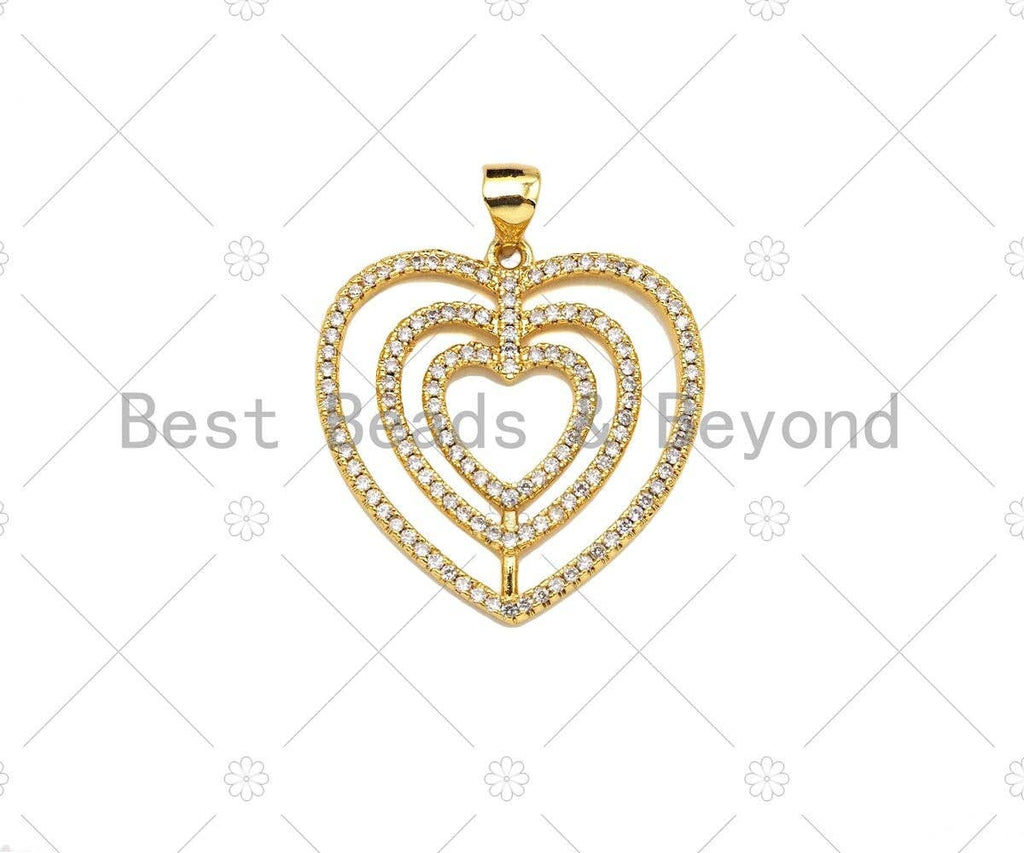 CZ Micro Pave Circled Heart Shape Pendant/Charm,CZ Dainty Gold Charm, 25x26mm,Sku#LD77