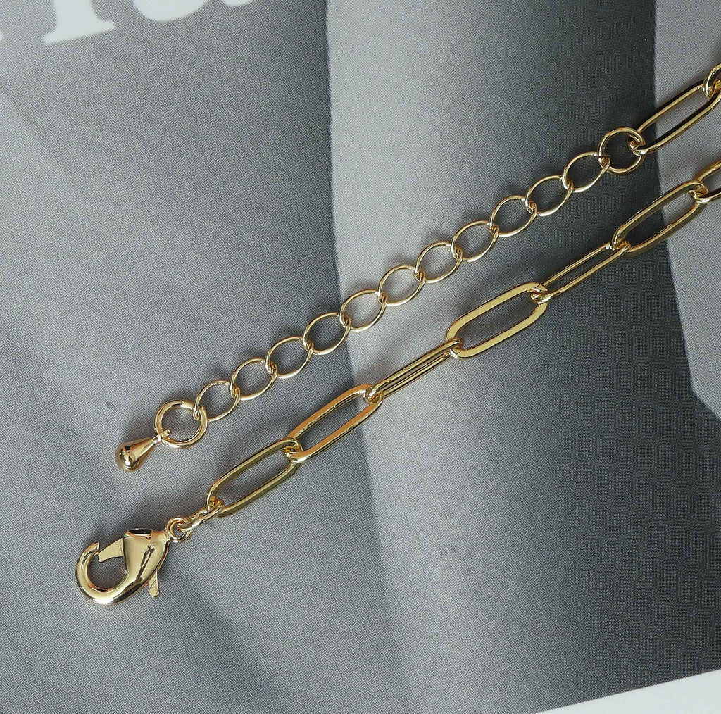 Paperclip Chain Drop Necklace with Multi Charms, sku#EF168