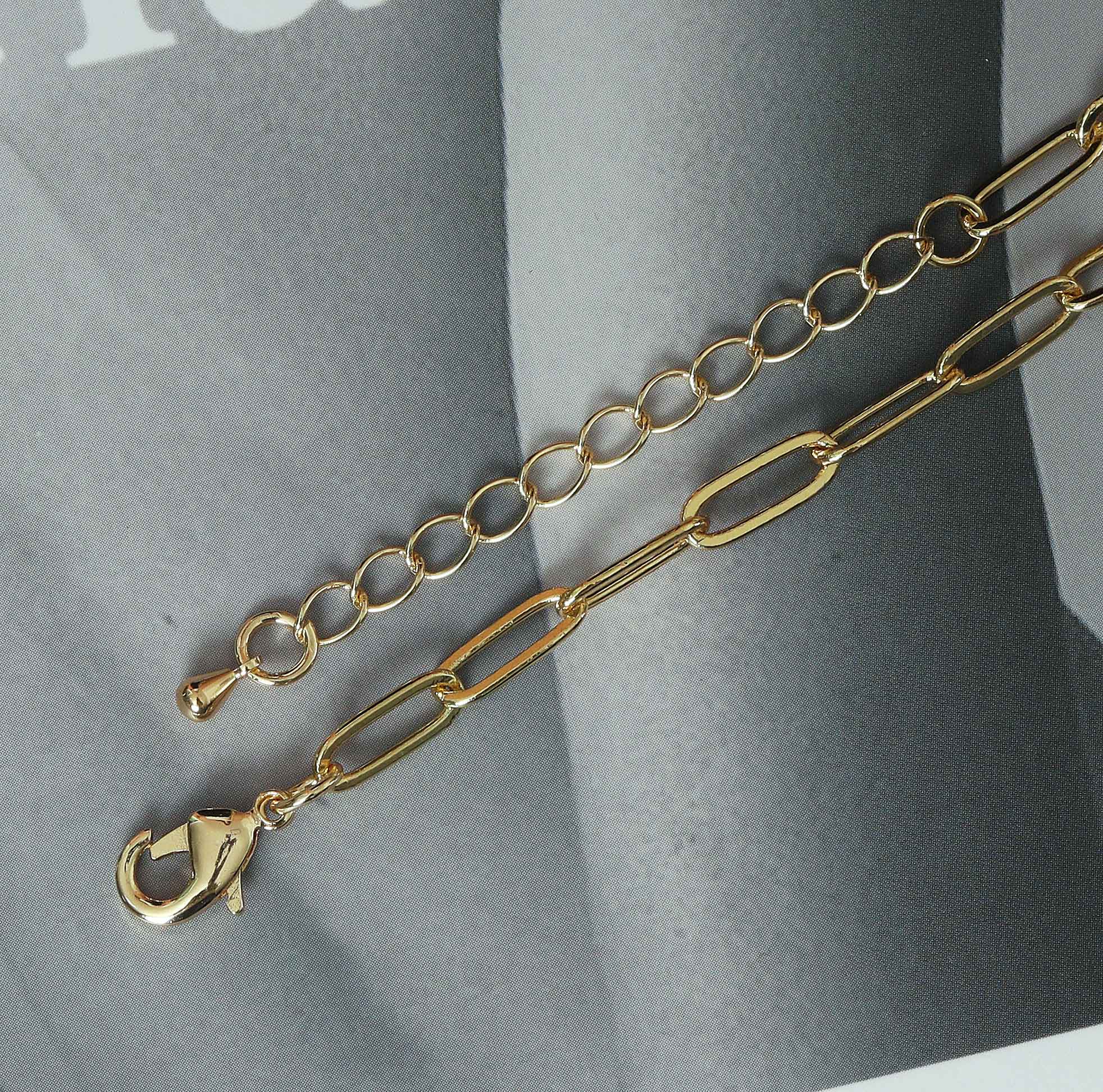 Paperclip Chain Drop Necklace with Multi Charms, sku#EF168