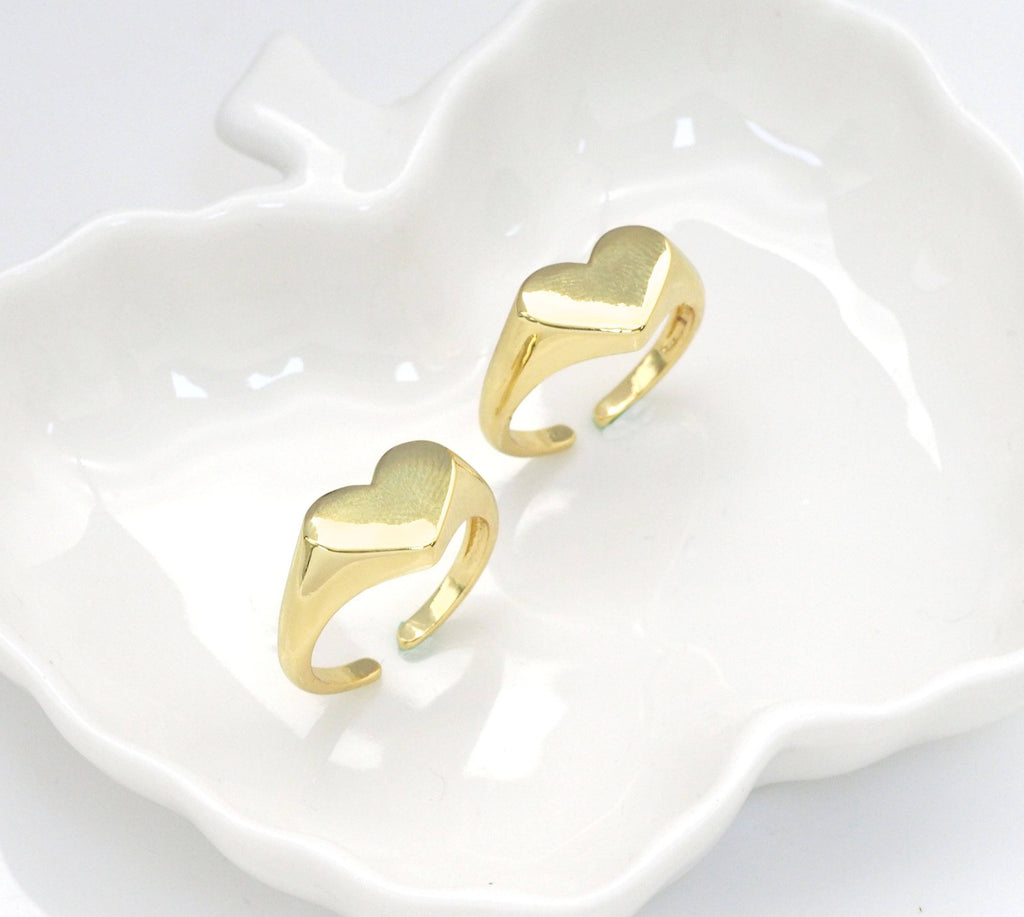 Gold Plain Heart Adjustable Ring, Sku#LX176