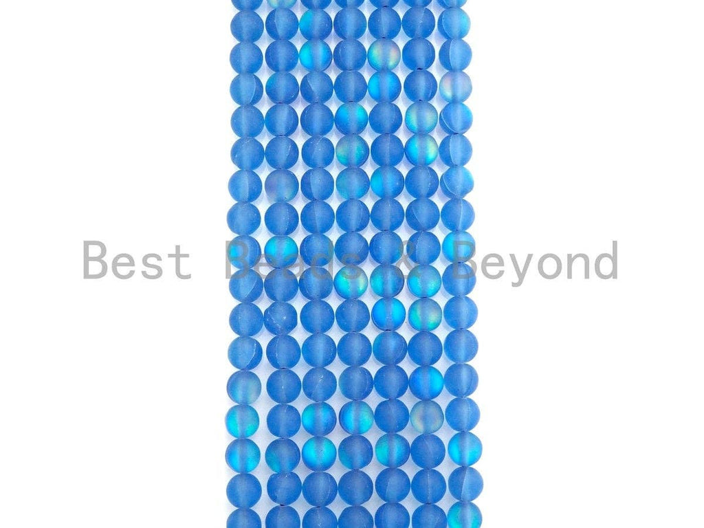 NEW COLORS!!! Spectrolite Royal Blue Quartz Matte, High Quality in Round10mm, Blue Manmade Crystal, 15.5inch strand, SKU#U827