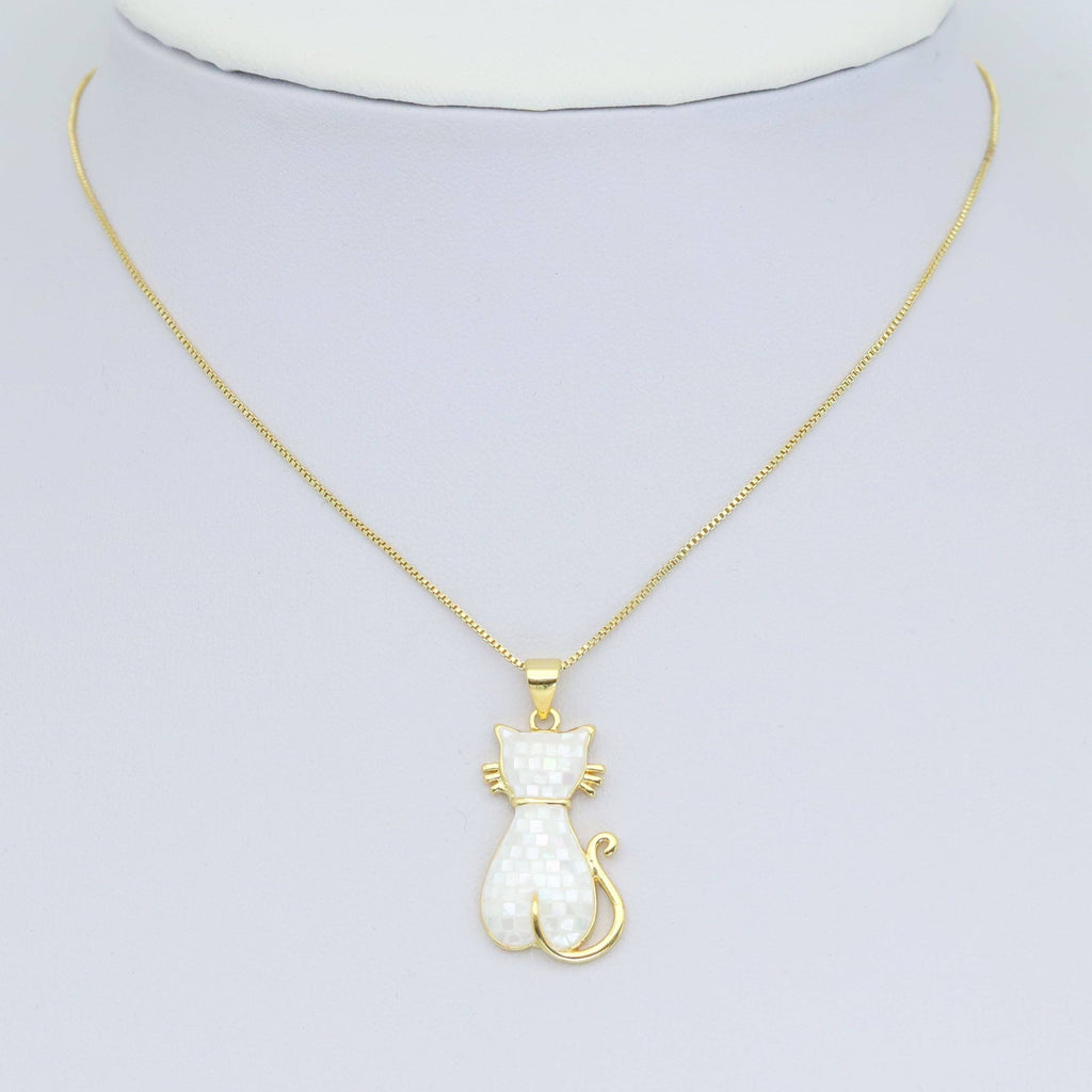 Mother of Pearl Cat Charm Pendant, Sku#WL18