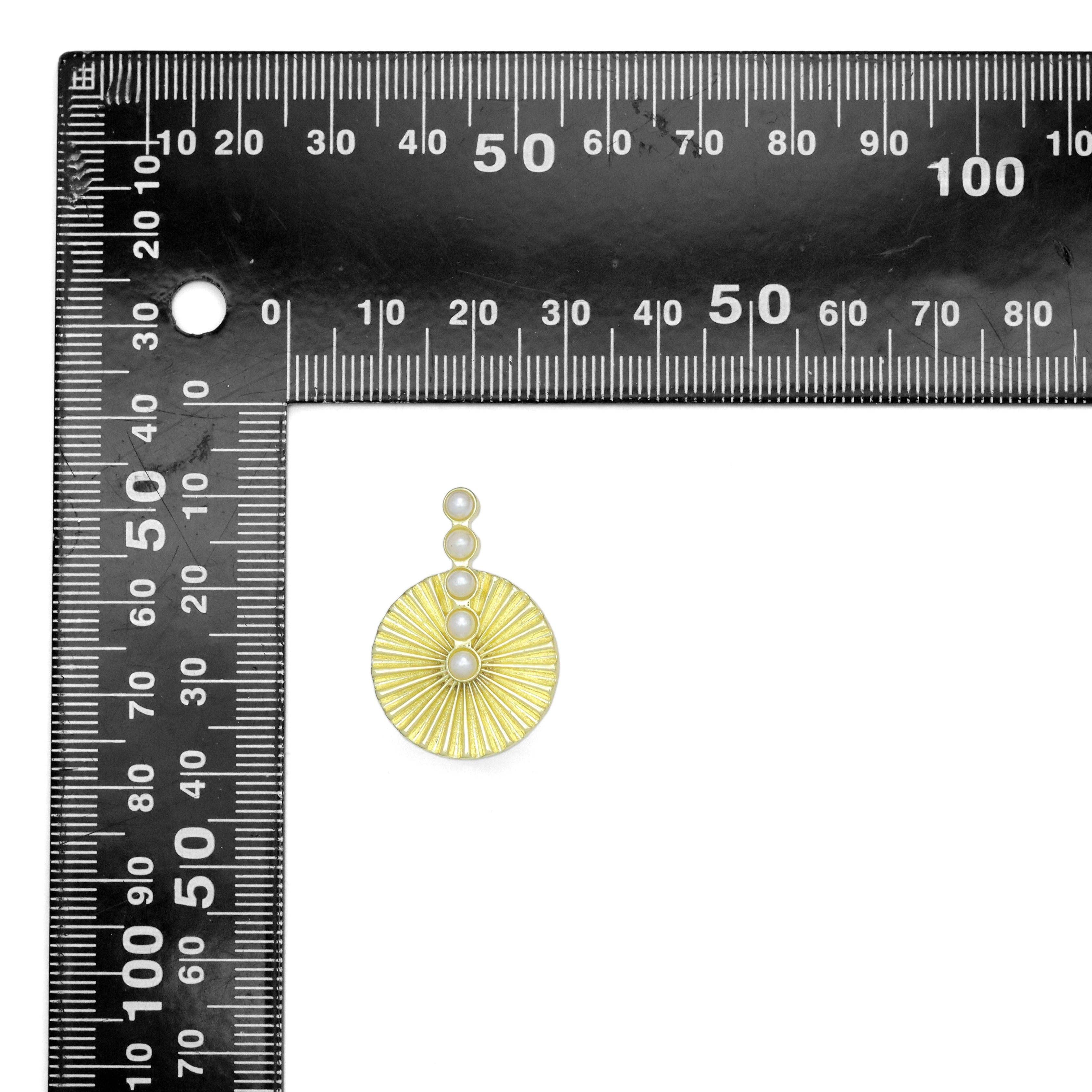 Gold Silver White Pearl Radical Disc Stud Earrings, Sku#LX742