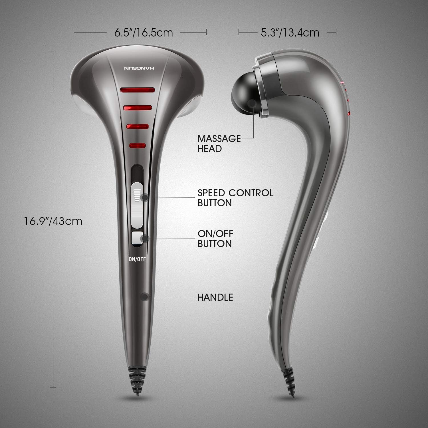 HANGSUN Handheld Neck Back Massager for Pain Relief Deep Tissue, Electric Double Head Percussion Massage MG460 for Shoulder, Leg, Foot, Muscles, Full Body, Corded, 2.3 Lb