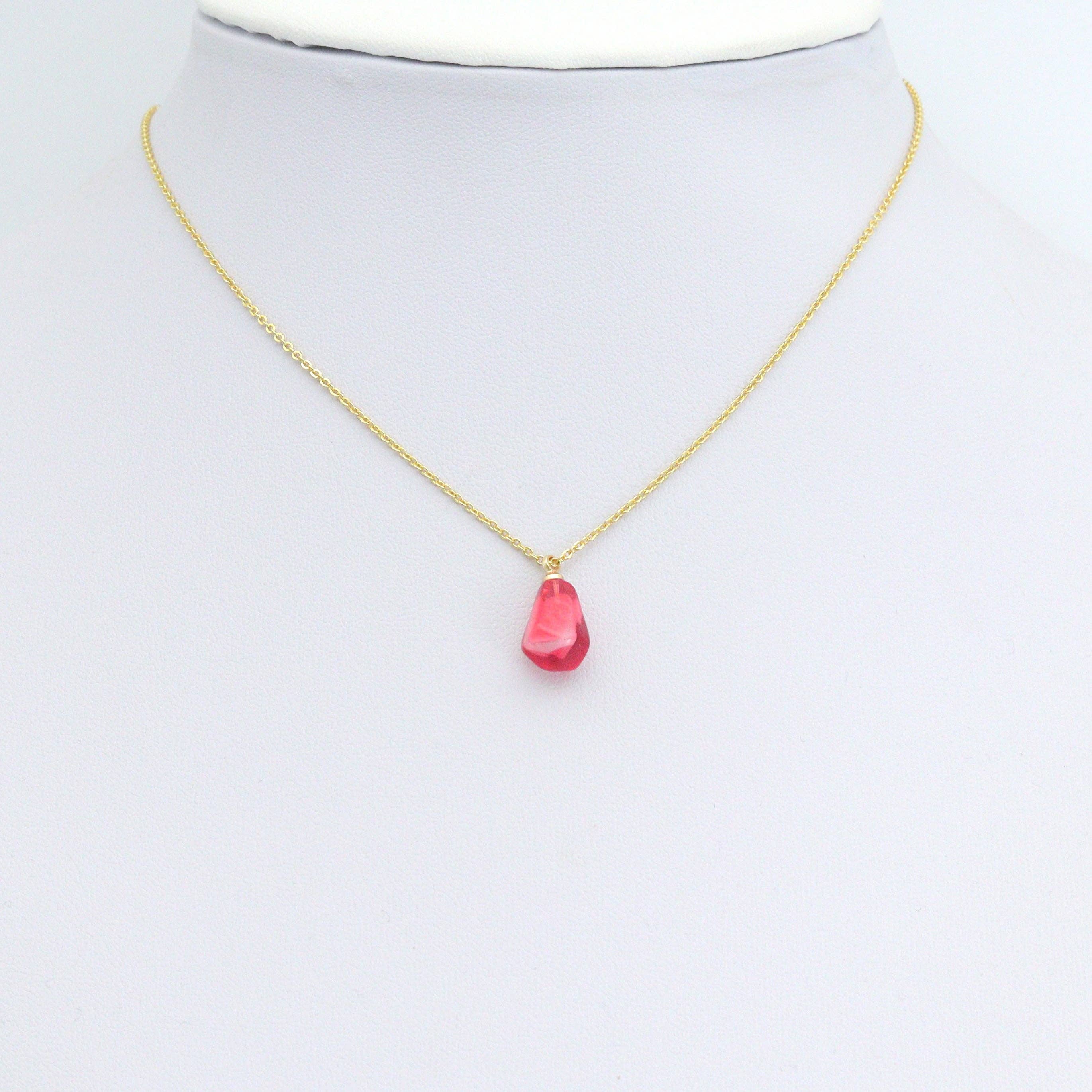 Gold Red Pomegranate Seed Charm Pendant,Sku#LK1250