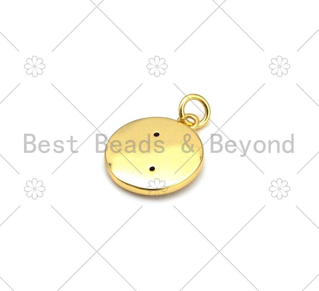 Colorful Enamel Round Yinyang Shape Pendant, 18K CZ Religious Charm, Necklace Bracelet Charm Pendant,13x15mm,Sku#Z1403