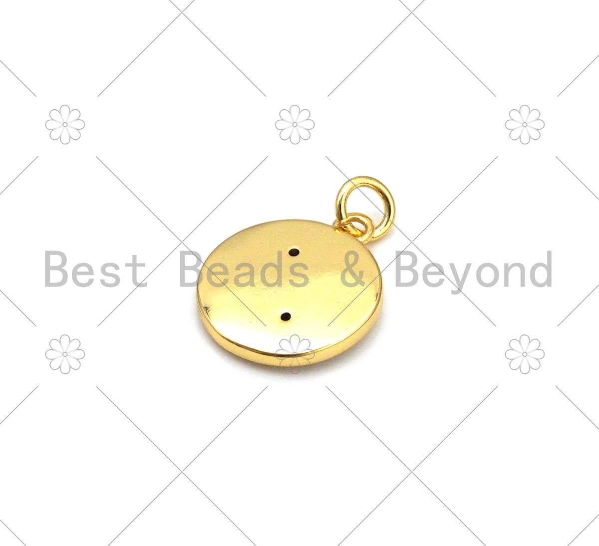 Colorful Enamel Round Yinyang Shape Pendant, 18K CZ Religious Charm, Necklace Bracelet Charm Pendant,13x15mm,Sku#Z1403