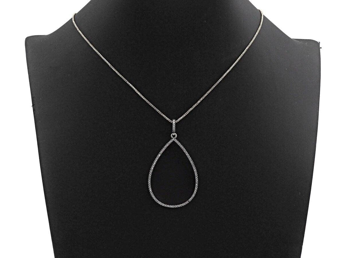 CZ Micro Pave Teardrop Frame Pendant,Antique Silver Finish,  Cz Big Pave Water Drop  Charm Pendant,33x49mm,sku#F982