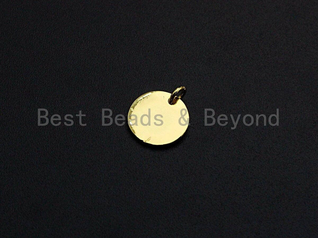 18K Gold Finish Evil Eye on Round Disc Pendant, Coin Pendant, Gold Coin Charm, 12mm, Sku#Z763