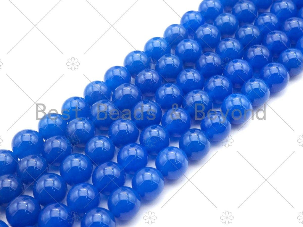 Gorgeous Natural Blue Agate Smooth Beads, 6mm/8mm/10mm/12mm Round Smooth, Blue Agate Beads, 15.5" Full Strand, sku#UA155