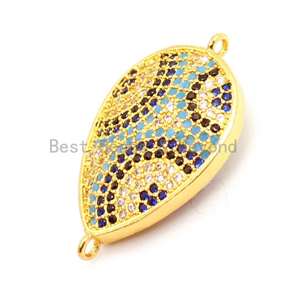 CZ Micro Pave Teardrop Evil eye connector/Link Finding, Clear CZ micro paved ,Cubic Zirconia CZ Space Connector,18x37mm, sku#E1C
