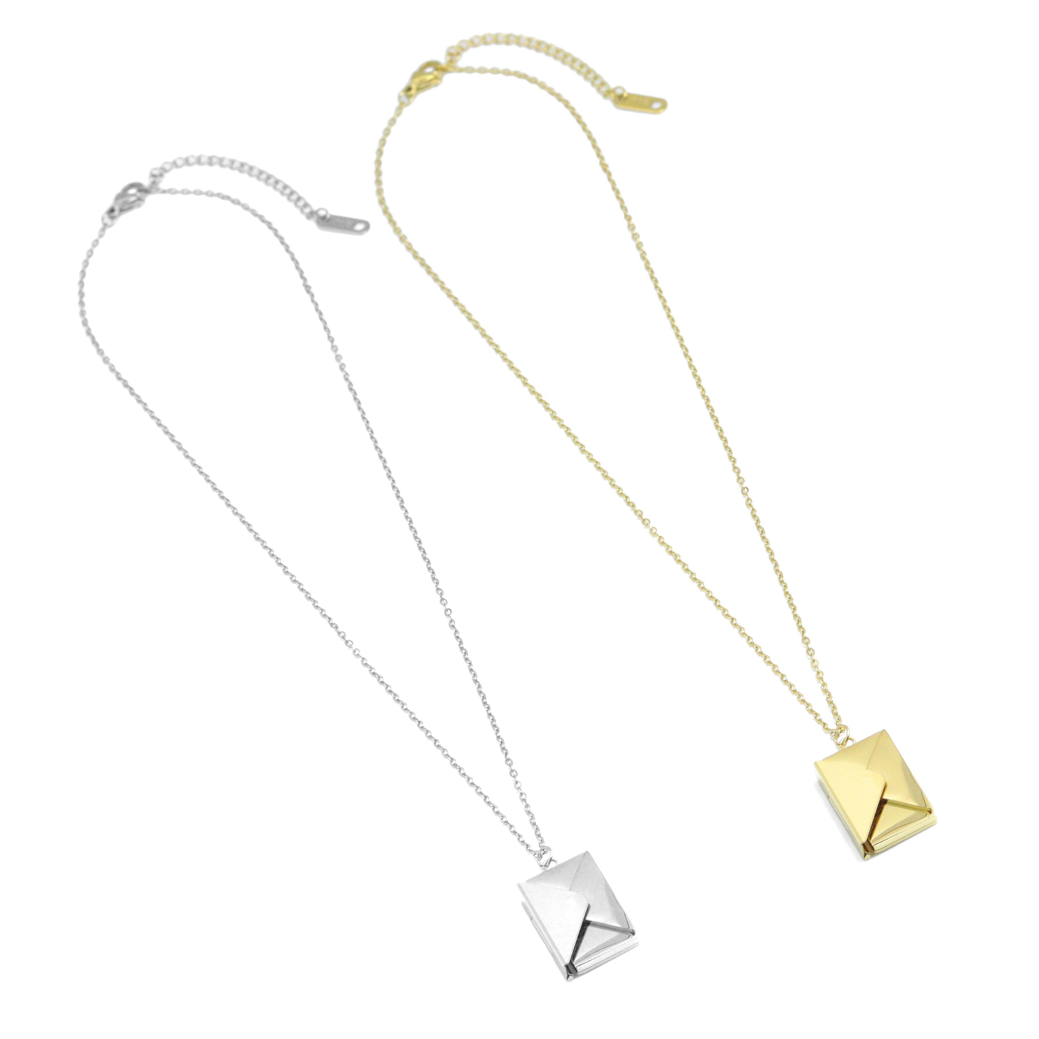 Stainless Steel I Love You Envelope Pendant Necklace , Sku#BXG06
