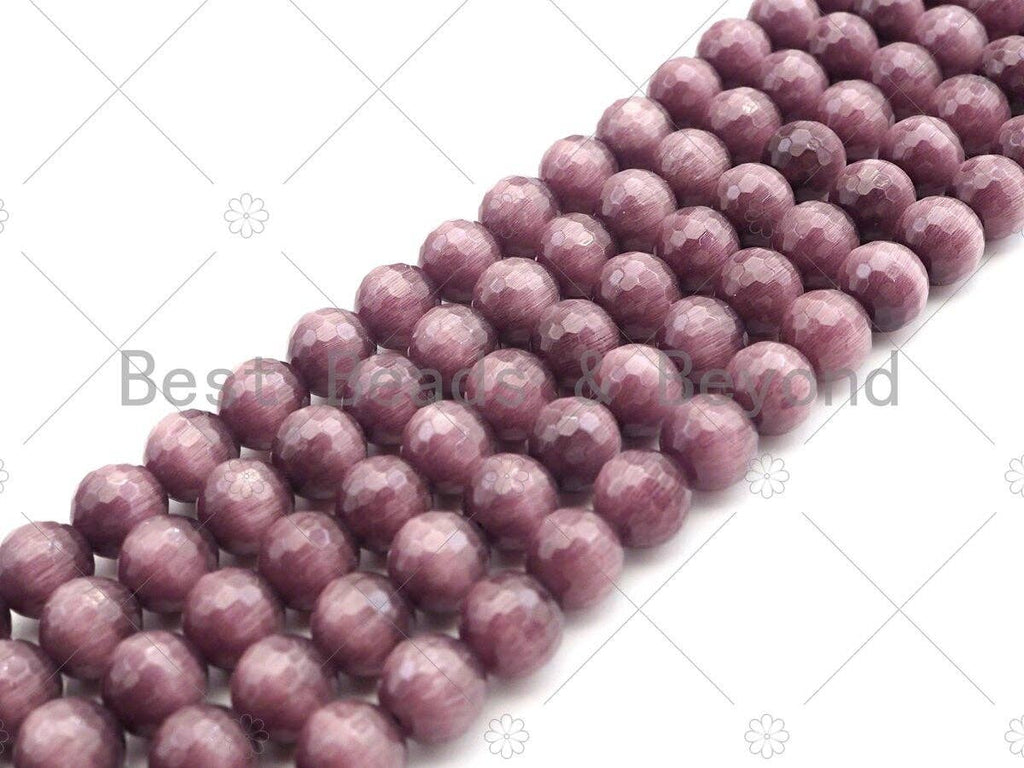 Special Cut Cat's Eye Brown Round Faceted Beads, 6mm/8mm/10mm/12mm Round Faceted, 15.5'' Full Strand, Sku#UA197
