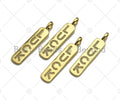 CZ Micro Pave Gold Bar LUCK Pendant, Cubic Zirconia Gold Strip Pendant, Micro pave Luck pendant, 9x43mm, sku#LK137