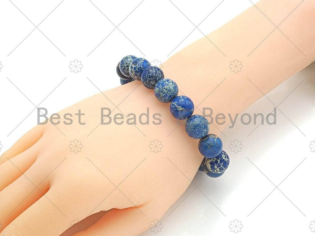 Blue Imperial Jasper Stretchy Bracelet, Sku#EF33