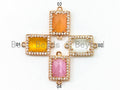 Rectangle Bezel Connector Faceted Cat's Eye Stone, sku#A83