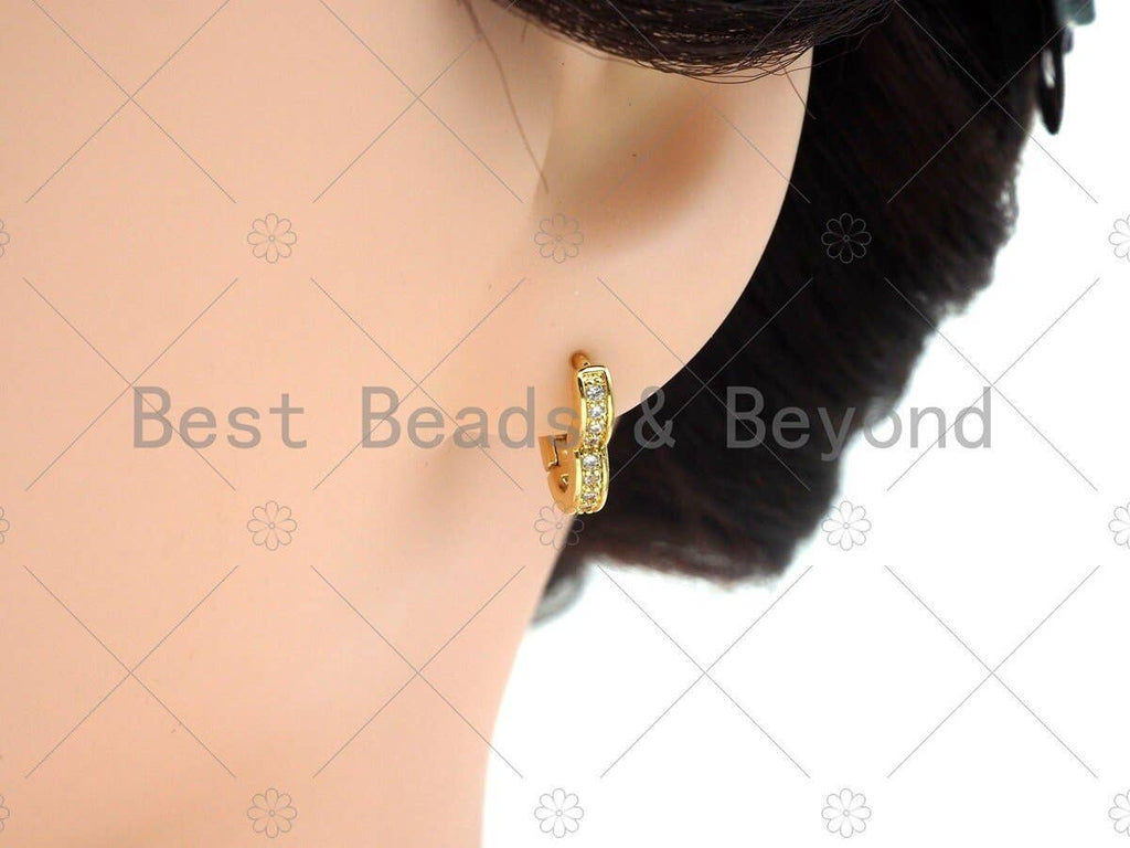 CZ Heart Shape Huggie Earring, Sku#LD58c