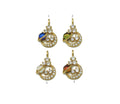 Gold CZ Earth On Cresent Moon Charm, Sku#Y705