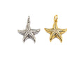 CZ Micro Pave Starfish Shaped Pendant/Charm, Cubic Zirconia Pendant Charm, 17x18mm,sku#Z575