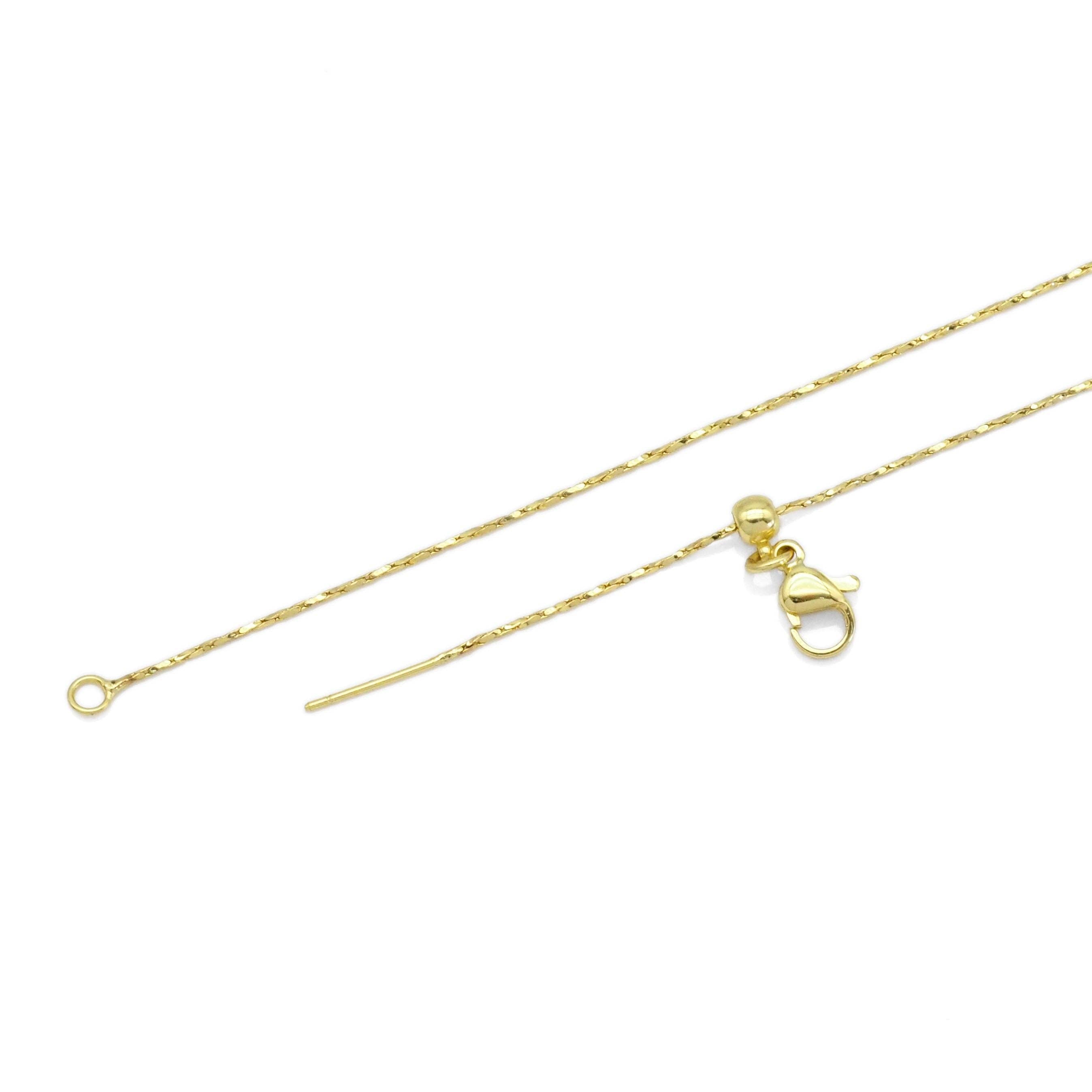 Dainty Gold Twisted thin Adjustable Necklace, Sku#LD487ld588