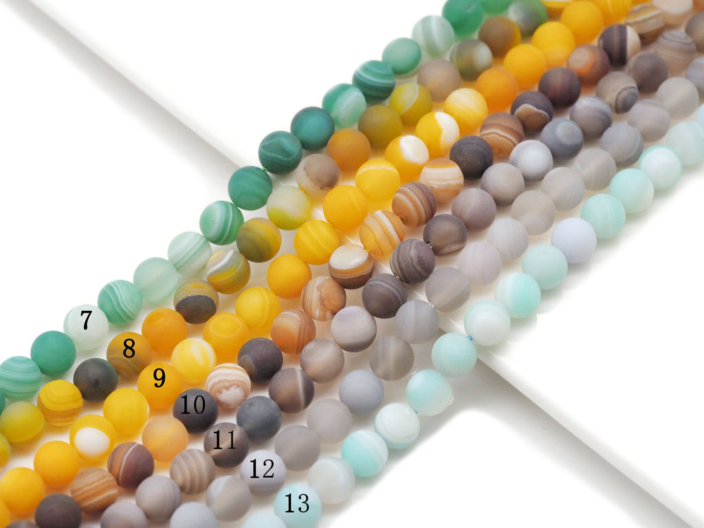 Matt Banded Agate Roudn Smooth Beads, Sku#UA238
