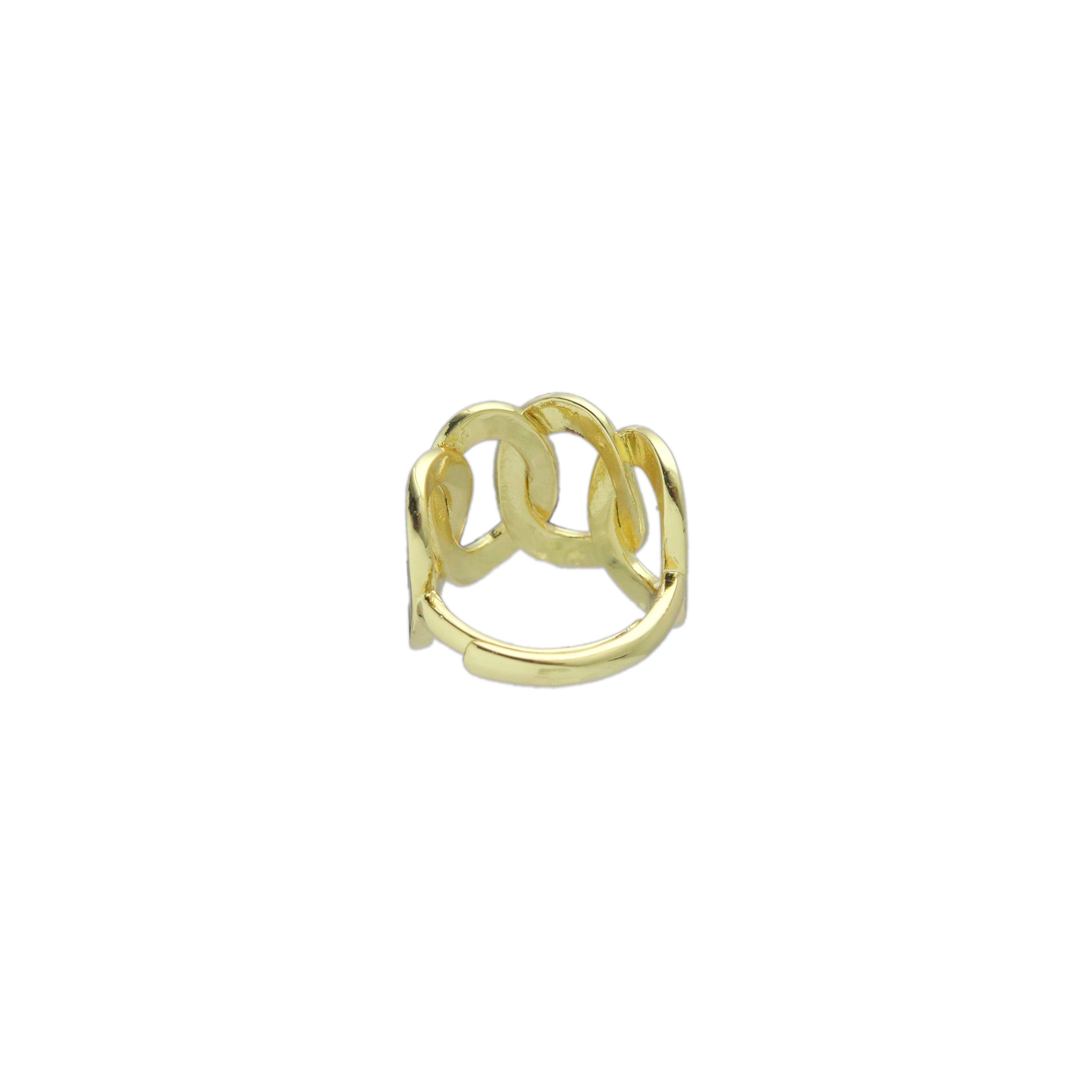Gold Silver Wide Oval Link Adjustable Ring, Sku#A308