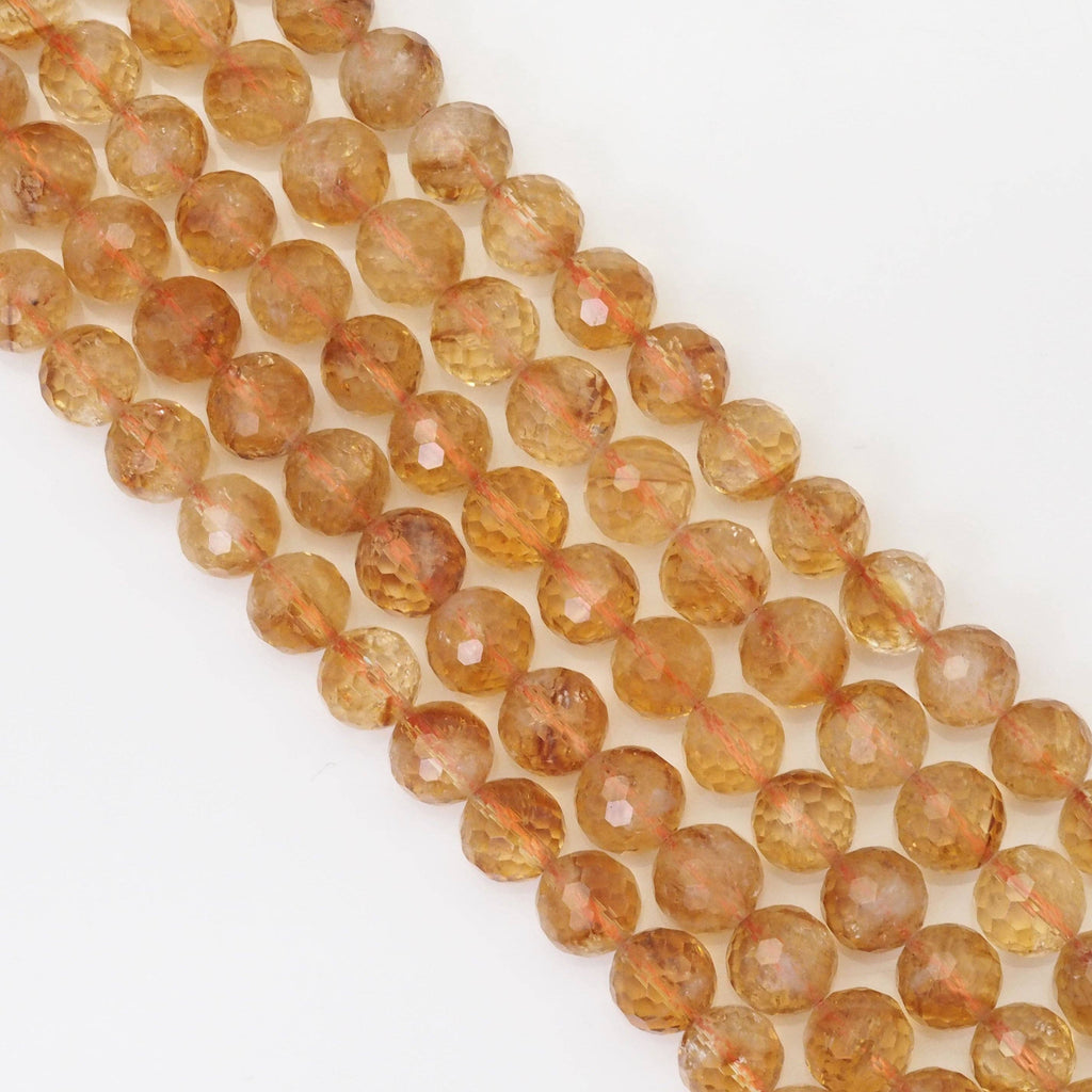 Genuine Quality Citrine Round Faceted Beads, Sku#U1655