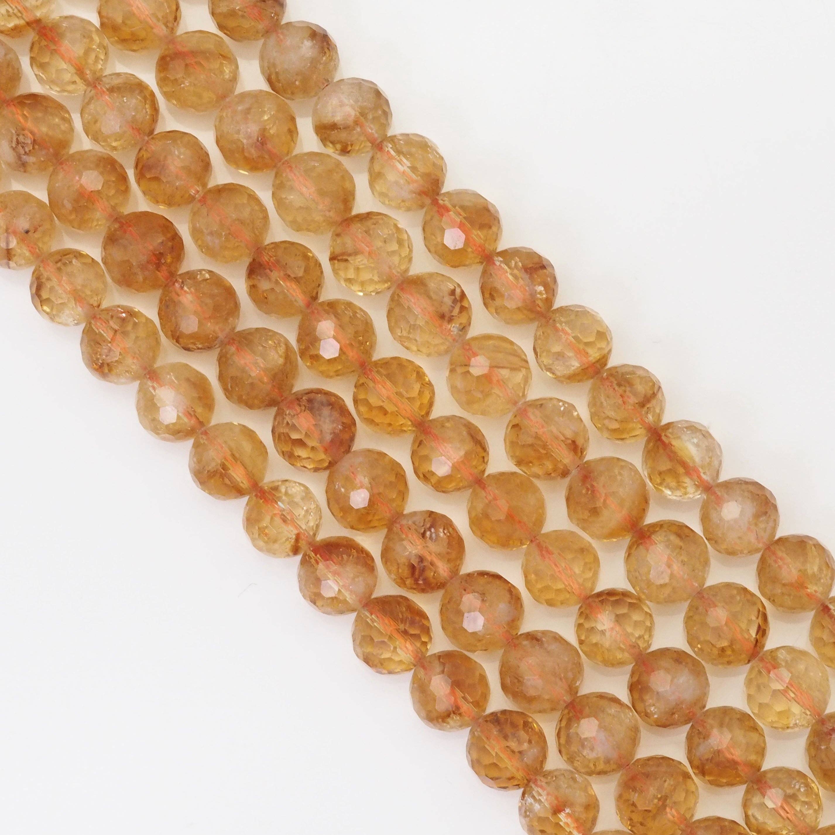 Genuine Quality Citrine Round Faceted Beads, Sku#U1655