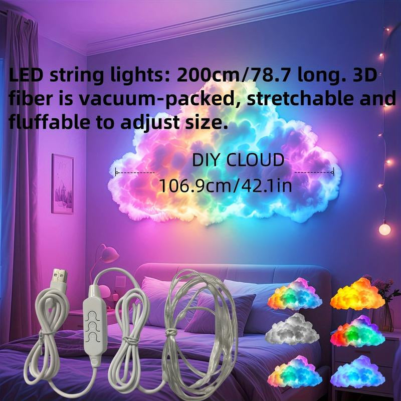 157.48Inled Cloud Light with Music Rhythm, DIY Thundercloud Night Light for Bedroom & Gaming Room - USB Powered, Vibrant Glow, Perfect for Christmas Gifts, Holiday Office, Hotel, Party, Cafe, Bedroom Ambiance | Dynamic Visual Effect | Decorative Lighting