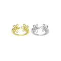 Daisy Flower Gold Silver Adjustable Ring, Sku#A196