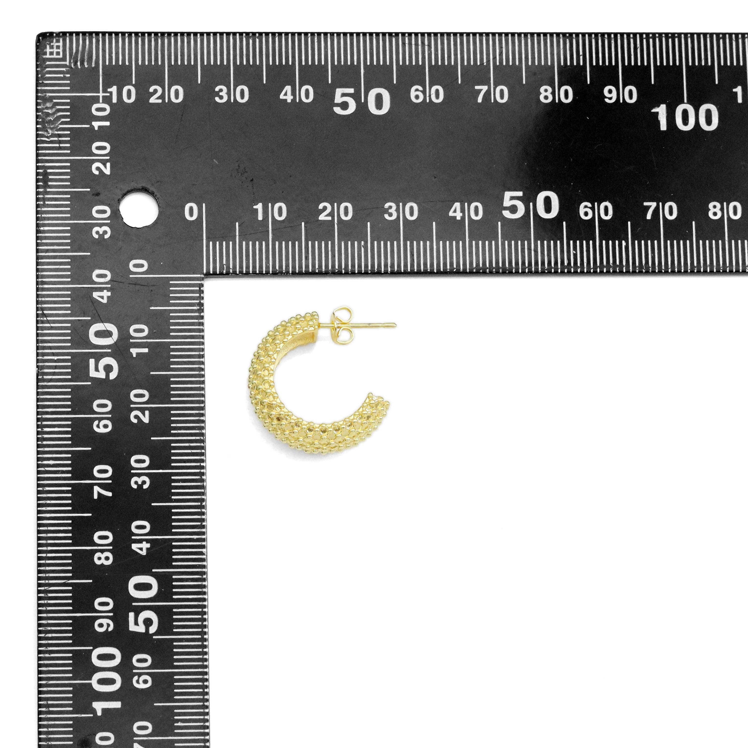 Gold Silver Diamond Patten Thick Huggie Earrings, Sku#A204