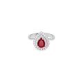 Red Teardrop CZ Silver Adjustable Ring, Sku#A160