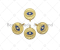 Cobalt Enamel CZ Micro Pave Evil Eye on Disc Pendant/Charm, Lucky eye Cubic Zirconia Pendant, Evil Eye Charm,13x15mm,Sku#L306
